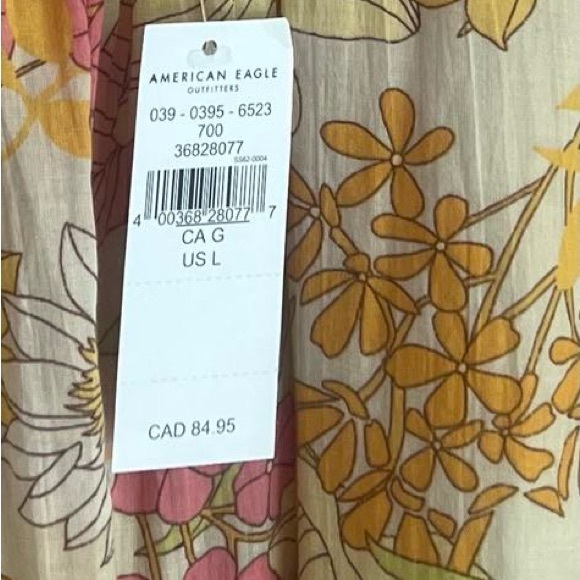 American Eagle Outfitters Tiered Ruffled Yellow and Pink Sundress - Picture 3 of 4